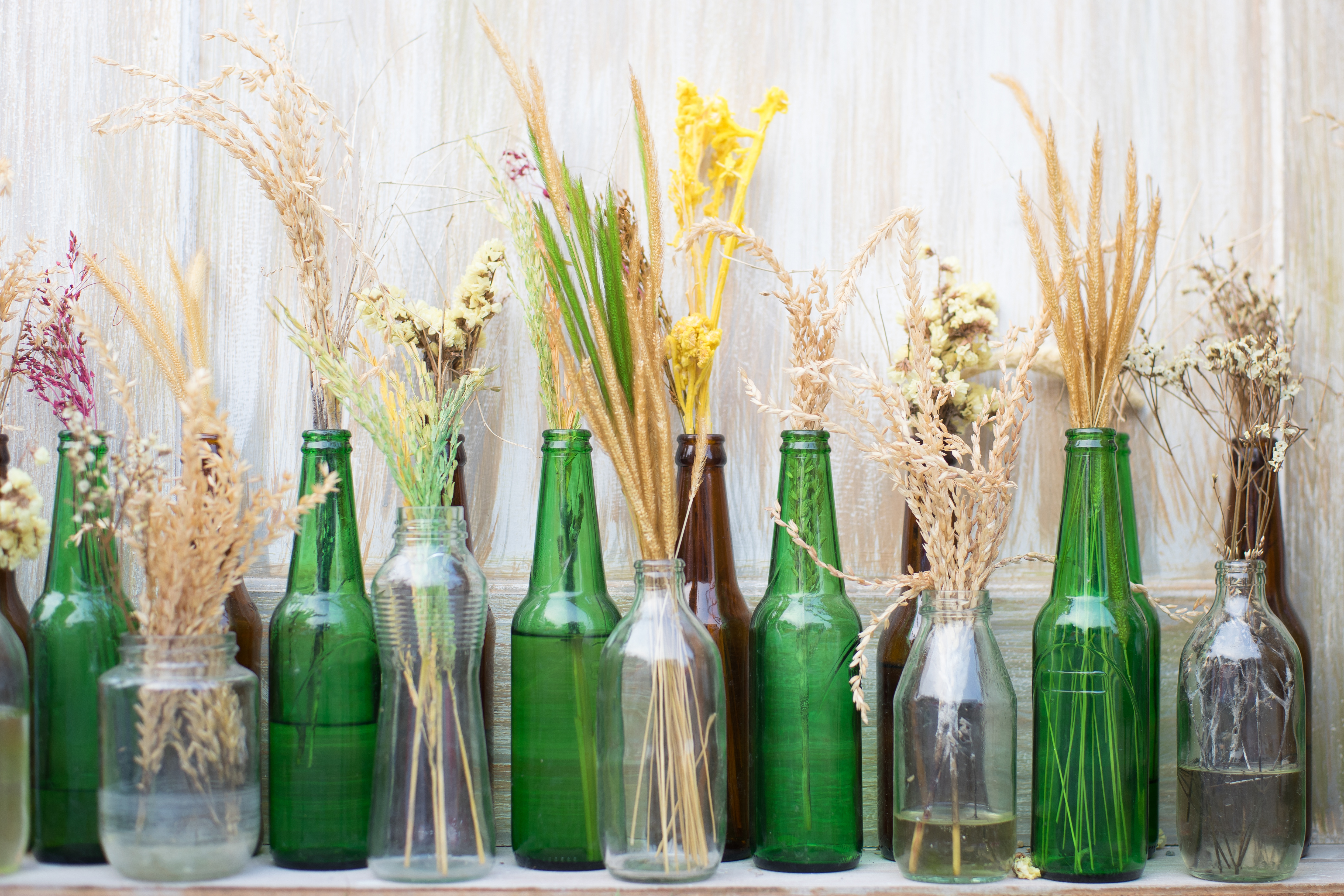 Vase avec des bouteilles de bières