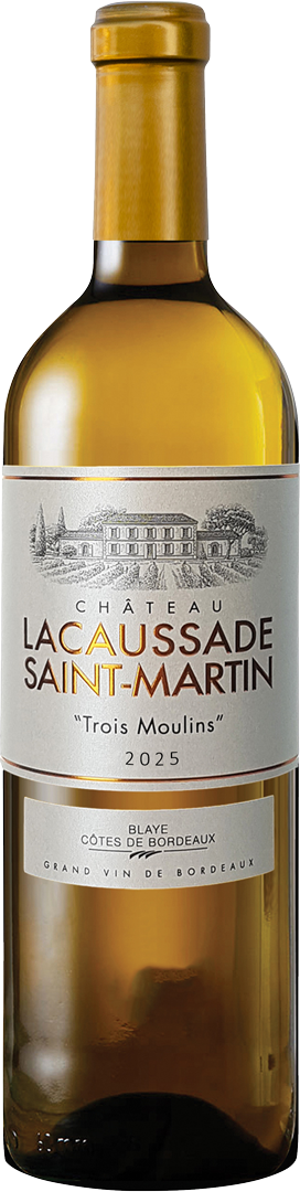 Bouteille de AOP(1) Vin Blanc sec Blaye Côtes de Bordeaux Château Lacaussade Saint-Martin "Trois Moulins"