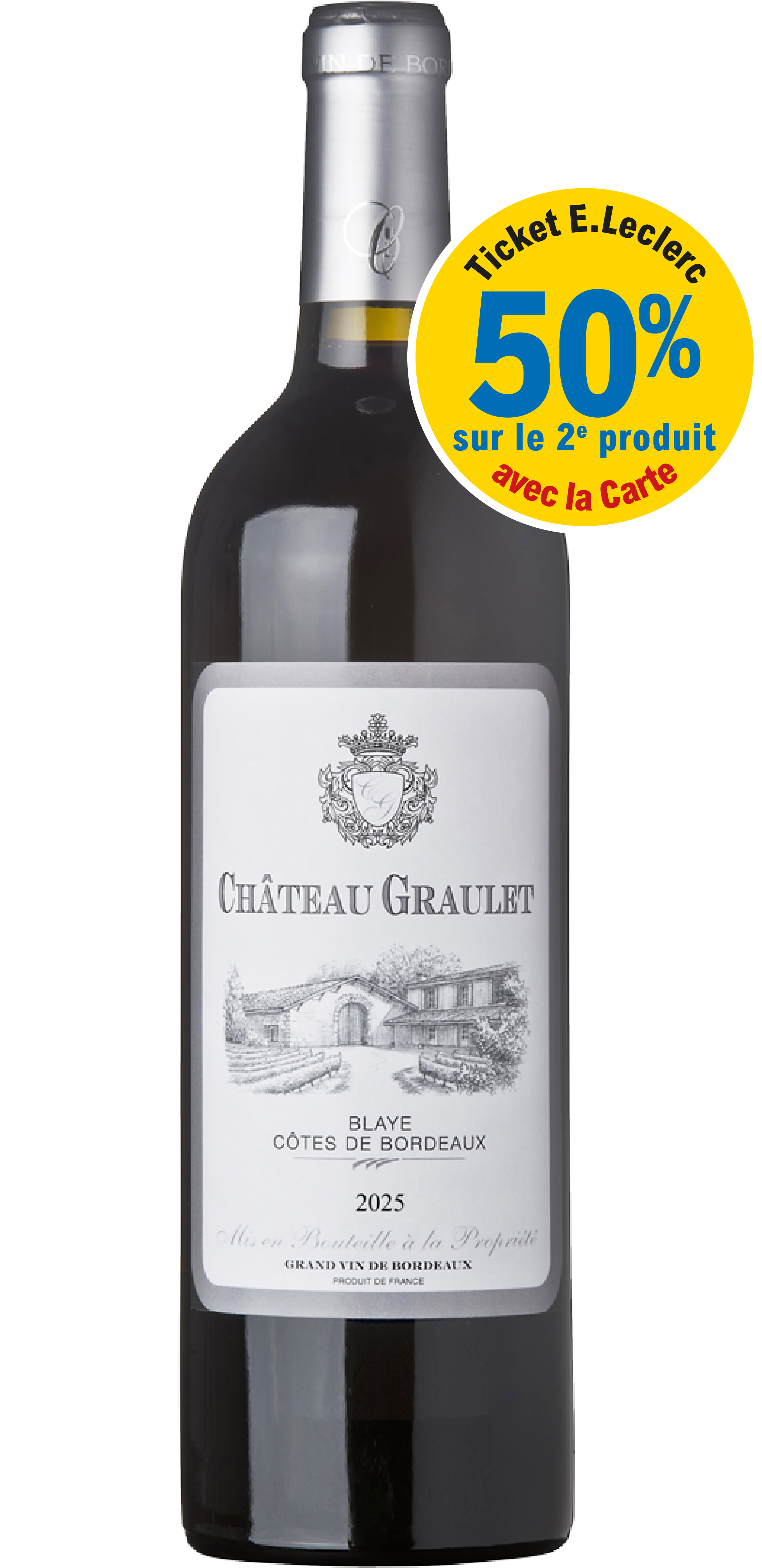 Bouteille de vin rouge — AOP(1) Vin Rouge Blaye Côtes de Bordeaux Château Graulet