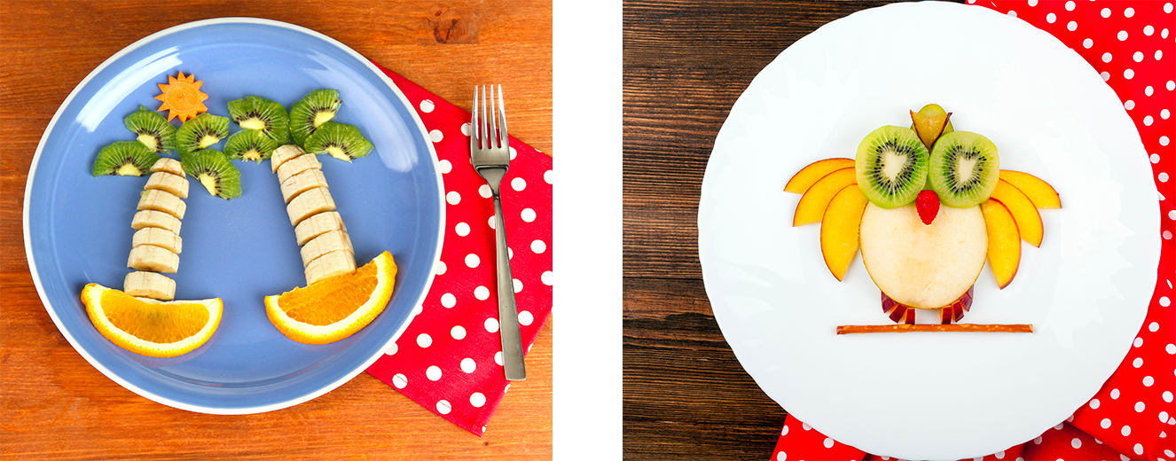 Fruit art palmier et chouette