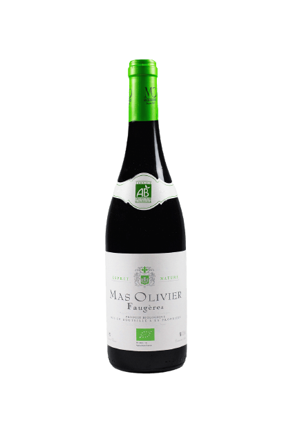 Bouteille de vin rouge AOP Faugères Bio « Mas Olivier Esprit Nature », millésime 2022 — vignoble Languedoc