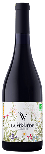 Bouteille de vin rouge AOP Languedoc Bio « Château la vernede », millésime 2022 — vignoble Languedoc
