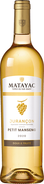 Bouteille de vin blanc AOP Jurançon Doux « Matayac », millésimes 2023 à 2027 — vignoble Sud-ouest