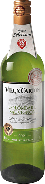 Bouteille de vin blanc IGP Colombard Sauvignon « Vieux Carion », millésime 2023/2024 — vignoble Sud-ouest