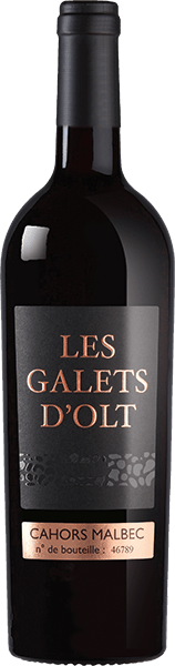 Bouteille de vin rouge AOP Cahors Malbec « Les Galets D’olt », millésime 2023/2025 — vignoble Sud-ouest