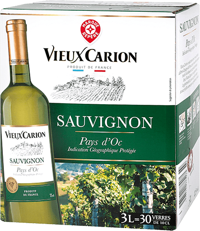 Bag-in-box de vin blanc IGP Vin Blanc Pays D’OC Sauvignon « Vieux Carion », millésime 2025/2026 — vignoble Languedoc