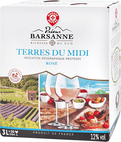 Bouteille de vin rose — IGP(2) VIN ROSÉ TERRES DU MIDI* PRIEUR BARSANNE
