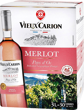 Bouteille de vin rose — IGP(2) VIN ROSÉ PAYS D’OC MERLOT* VIEUX CARION