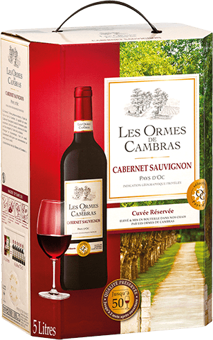 Bouteille de vin rouge — IGP(2) VIN ROUGE PAYS D’OC CABERNET SAUVIGNON LES ORMES DE CAMBRAS