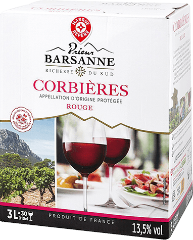 Bouteille de vin rouge — AOP(1) VIN ROUGE CORBIÈRES* PRIEUR BARSANNE