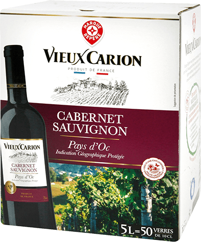 Bouteille de vin rouge — IGP(2) VIN ROUGE PAYS D’OC CABERNET SAUVIGNON* VIEUX CARION