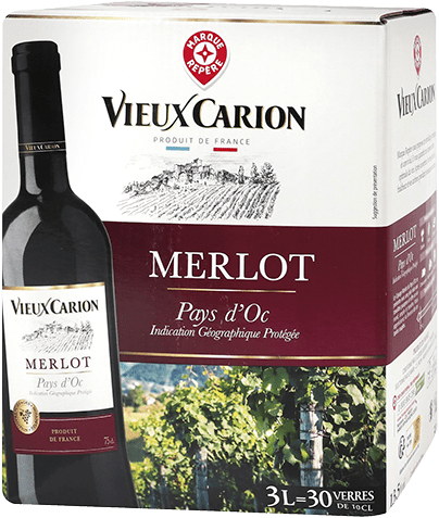 Bouteille de vin rouge — IGP(2) VIN ROUGE PAYS D’OC MERLOT VIEUX CARION