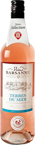 Bouteille de vin rose — IGP(2) VIN ROSÉ TERRES DU MIDI* PRIEUR BARSANNE