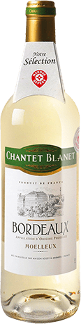 Bouteille de vin blanc — AOP(1) VIN BLANC BORDEAUX MOELLEUX* CHANTET BLANET