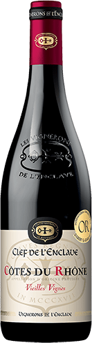 Bouteille de vin rouge — AOP(1) VIN ROUGE CÔTES DU RHÔNE CLEFS DE L’ENCLAVE VIEILLES VIGNES