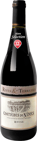 Bouteille de vin rouge — AOP(1) VIN ROUGE COSTIÈRES DE NÎMES RIVES & TERRASSES