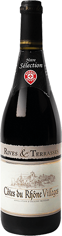 Bouteille de vin rouge — AOP(1) VIN ROUGE CÔTES DU RHÔNE VILLAGES RIVES & TERRASSES