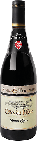 Bouteille de vin rouge — AOP(1) VIN ROUGE CÔTES DU RHÔNE VIEILLES VIGNES RIVES & TERRASSES