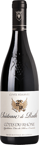 Bouteille de vin rouge — AOP(1) VIN ROUGE CÔTES DU RHÔNE CUVÉE RÉSERVÉE CHÂTEAU DE RUTH
