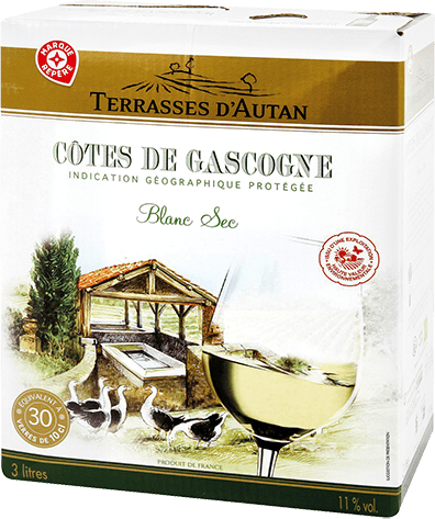 Bouteille de vin blanc — IGP(2) VIN BLANC CÔTES DE GASCOGNE SEC* TERRASSES D’AUTAN
