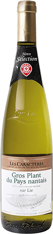 Bouteille de vin blanc — AOP(1) VIN BLANC GROS PLANT DU PAYS NANTAIS SUR LIE LES CARACTÈRES