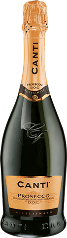 Bouteille de vin effervescent DOC Canti Prosecco Blanc, millésime 2025/2026