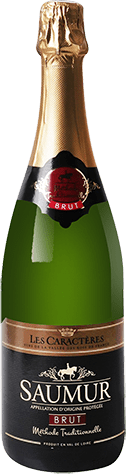 Bouteille de vin effervescent AOP Saumur Brut « Méthode Traditionnelle Les Caractères », millésime 2025/2026