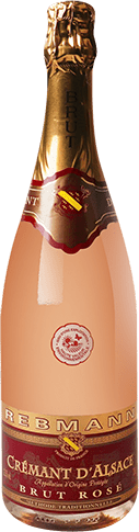 Bouteille de vin effervescent AOP Crémant D’alsace Rosé « Rebmann », millésime 2025/2026