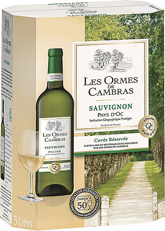 Bouteille de vin blanc — IGP(2) VIN BLANC PAYS D’OC SAUVIGNON LES ORMES DE CAMBRAS