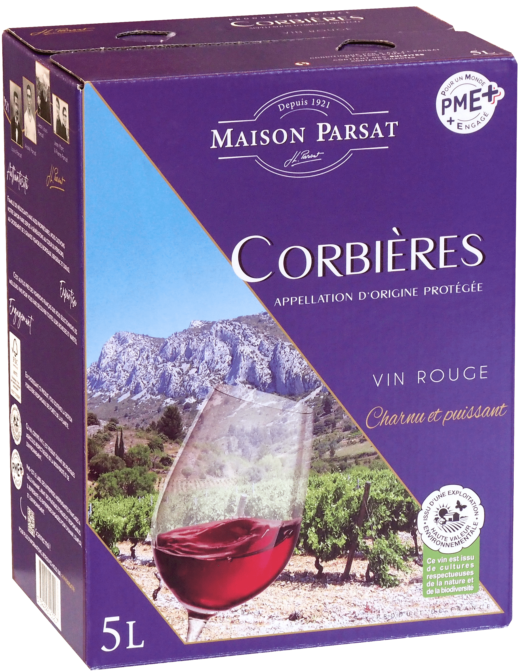 Bouteille de vin rouge — AOP(1) VIN ROUGE CORBIÈRES MAISON PARSAT